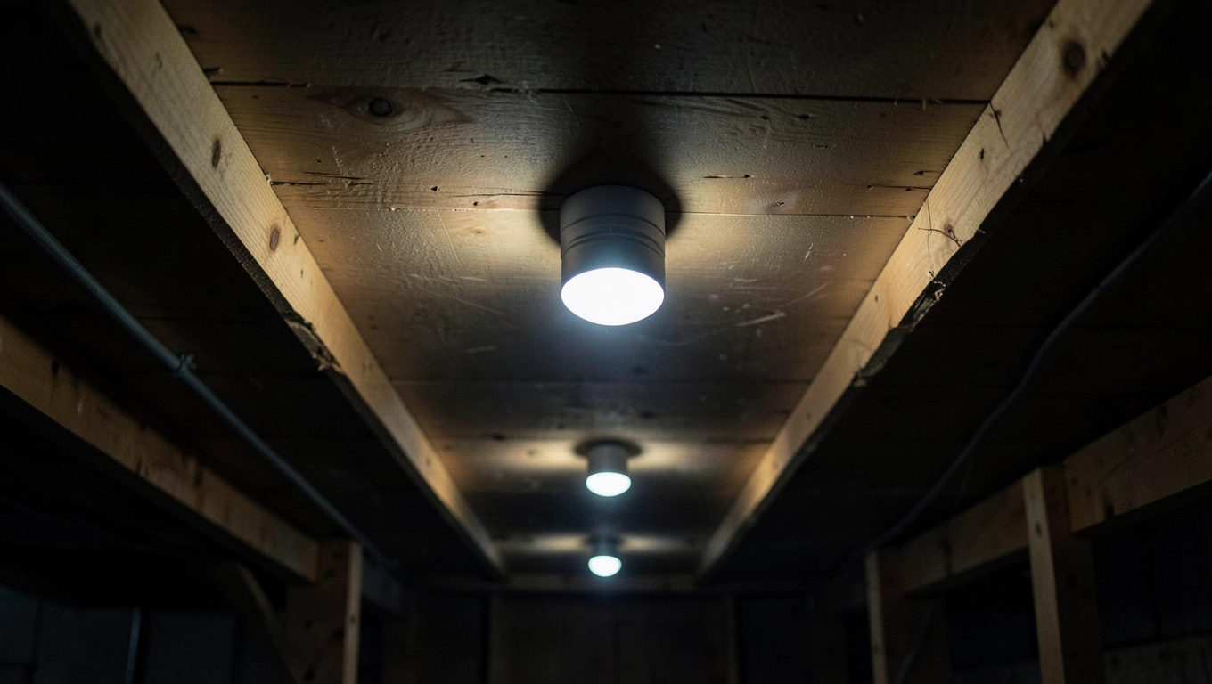 Głębokość puszek pod halogeny w niskim suficie poddasza