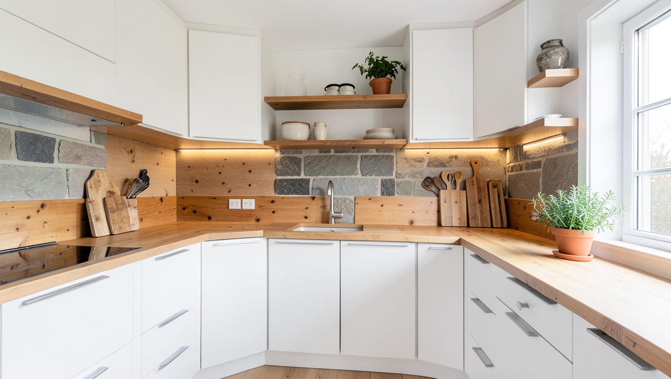 Jasne drewno i naturalne materiały w kuchni