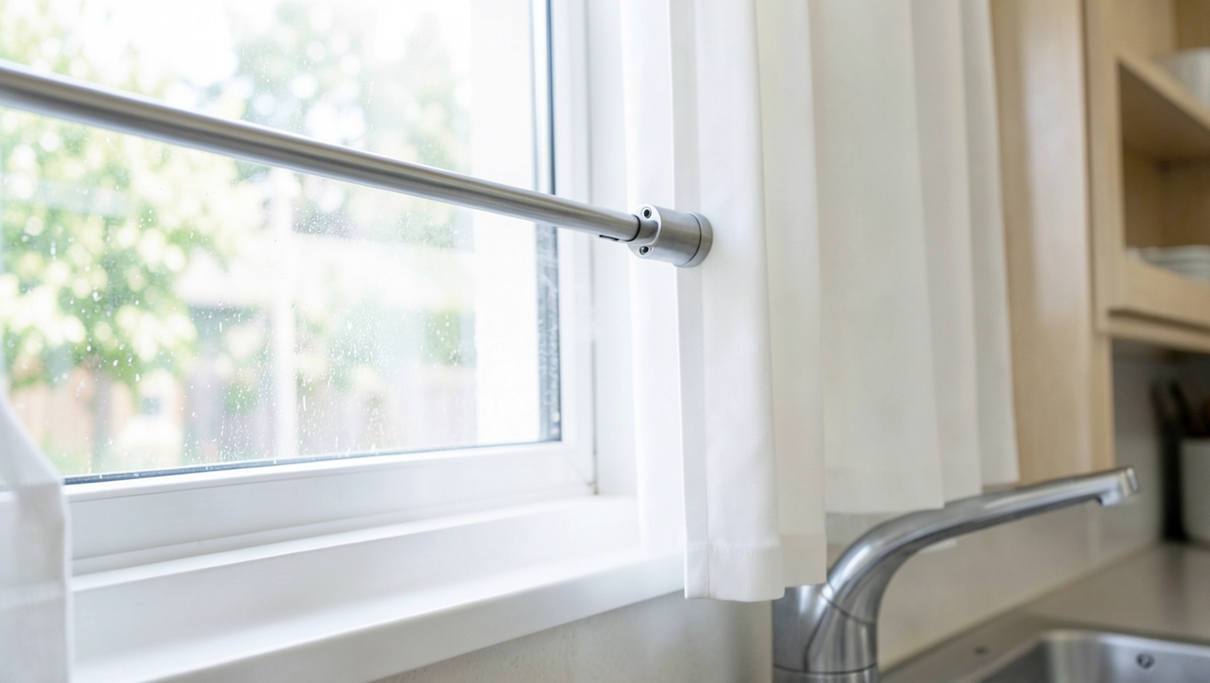 karnisz bezinwazyjny w kuchni