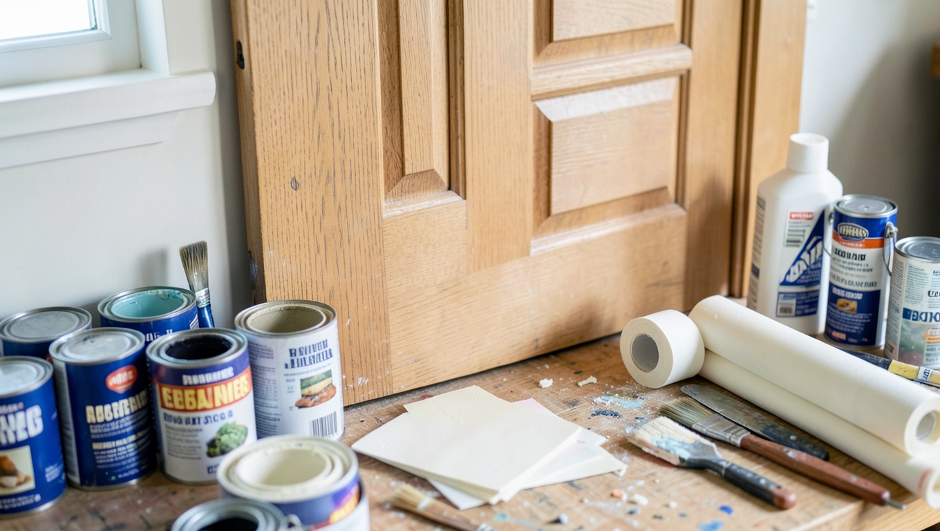 Malowanie drzwi z materiałem