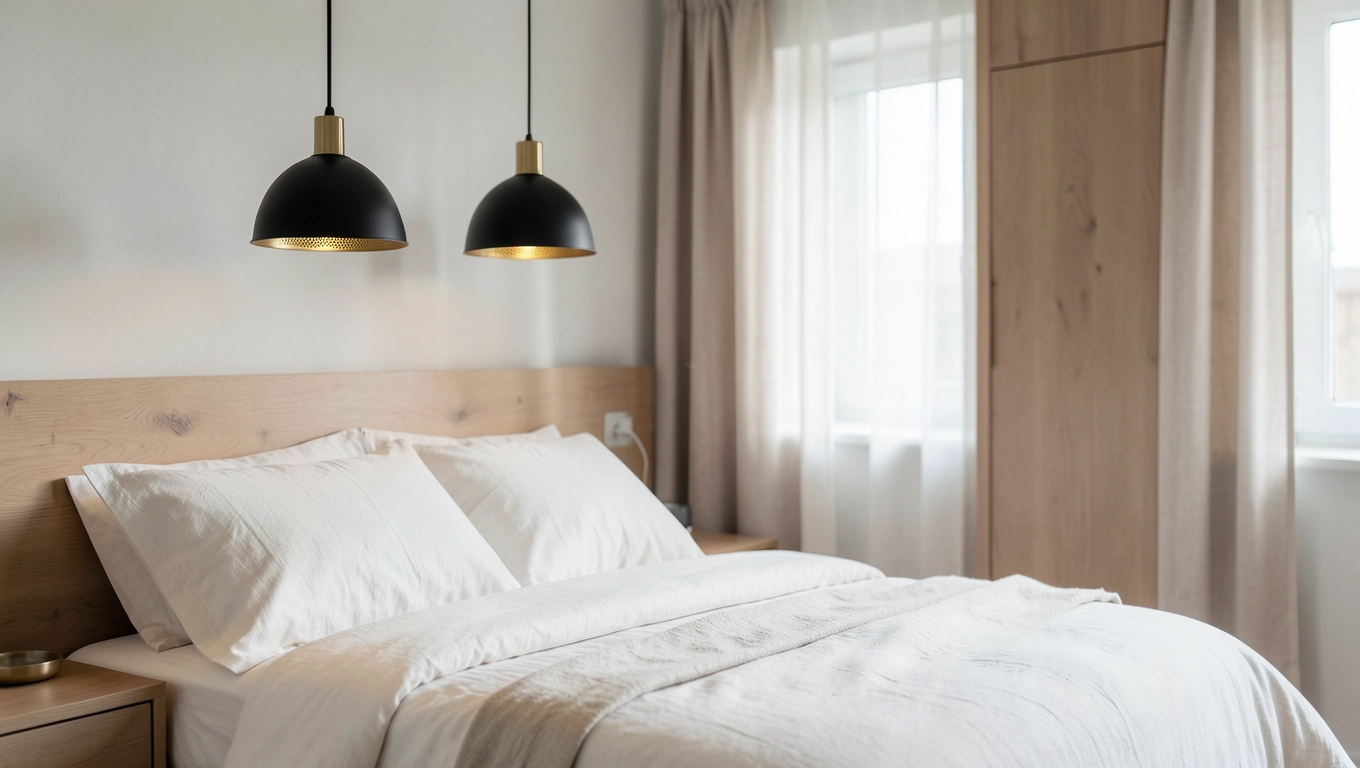 Metalowe oprawy skandynawskie w sypialni