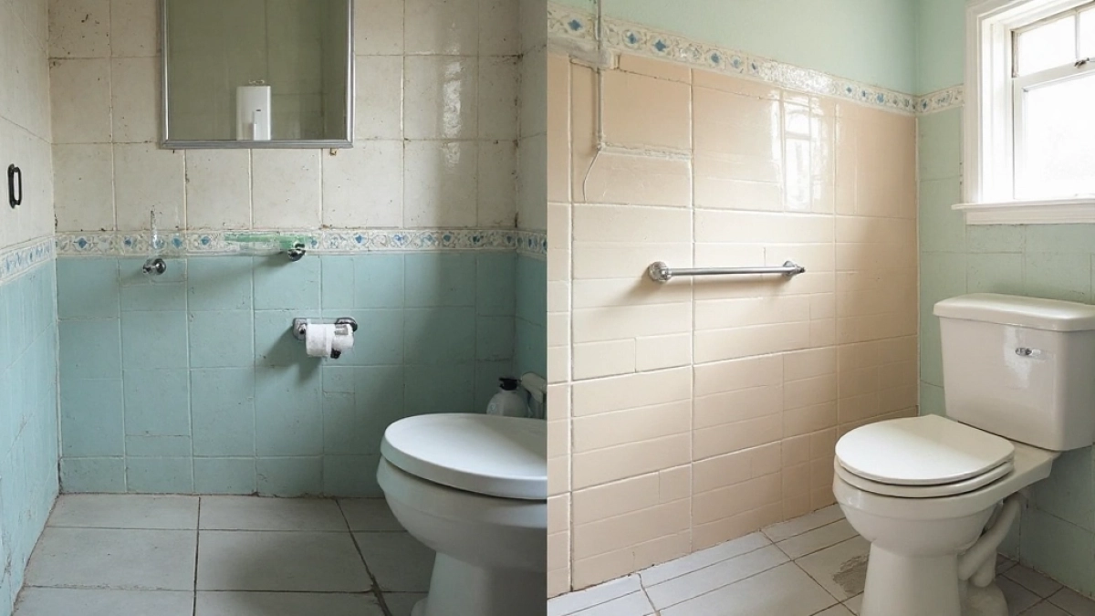 metamorfoza łazienki  malowanie płytek