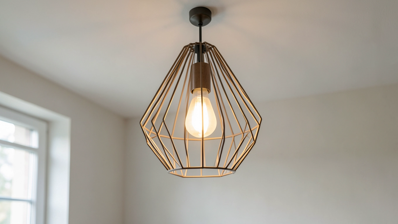 Nietypowa konstrukcja lampy sufitowej skandynawskiej