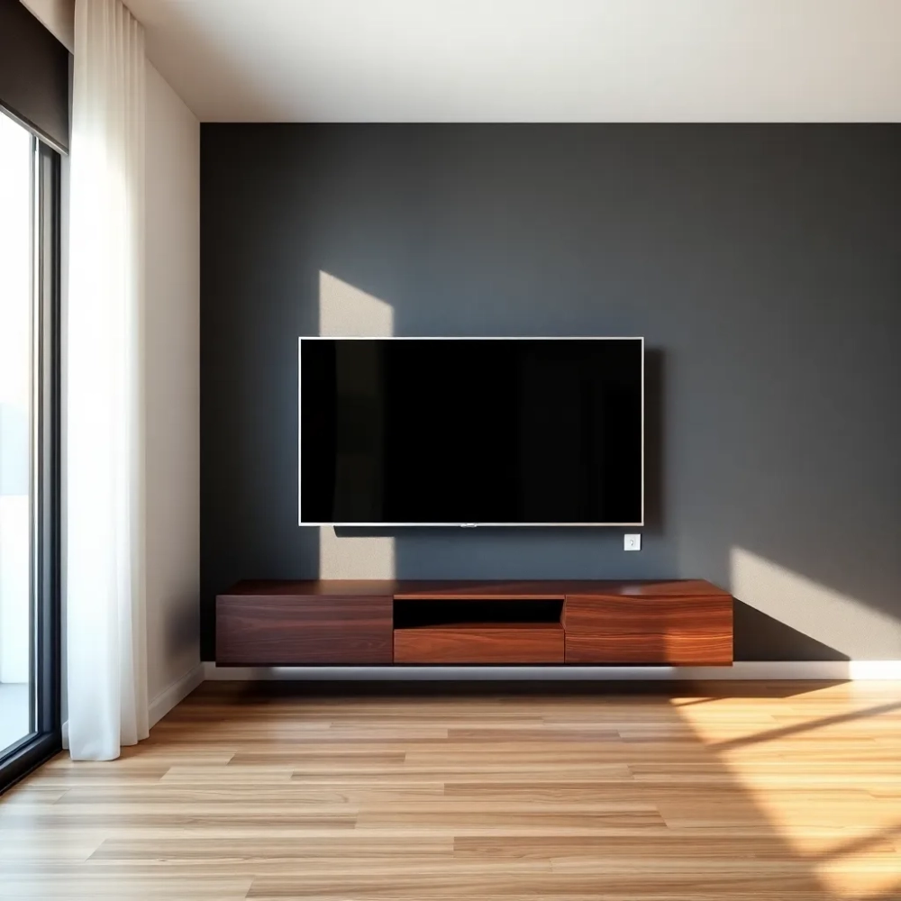 Nowoczesna ściana telewizyjna w salonie