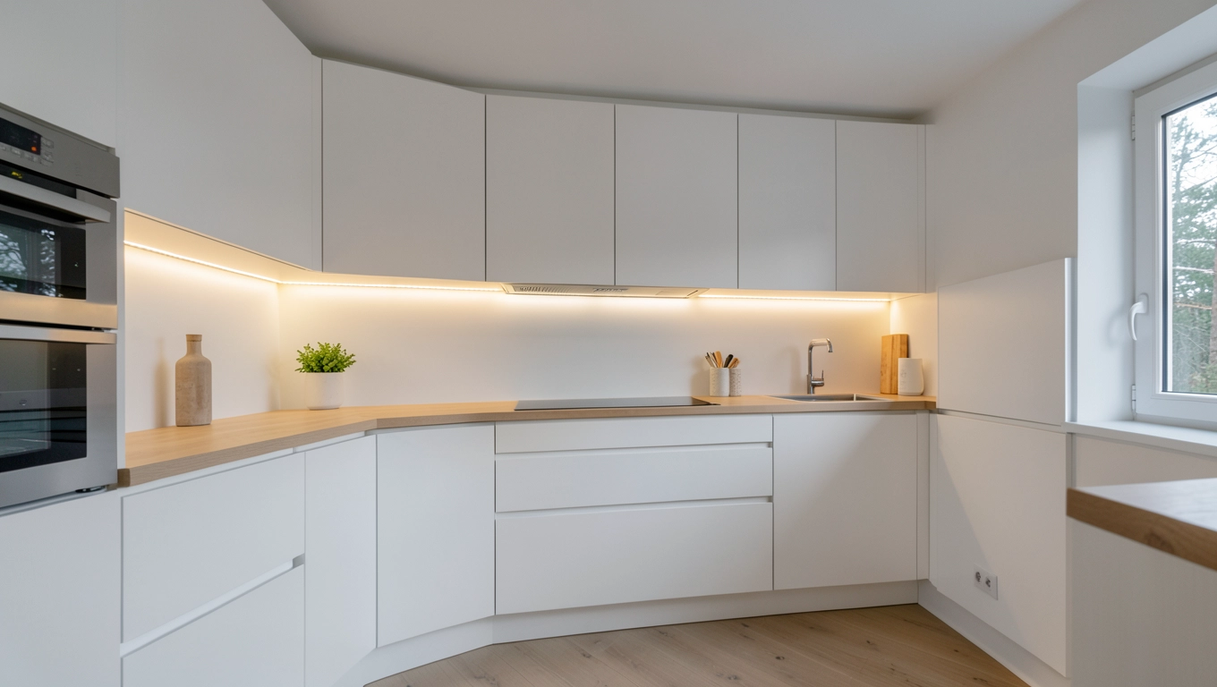 Oświetlenie LED w kuchni w stylu skandynawskim
