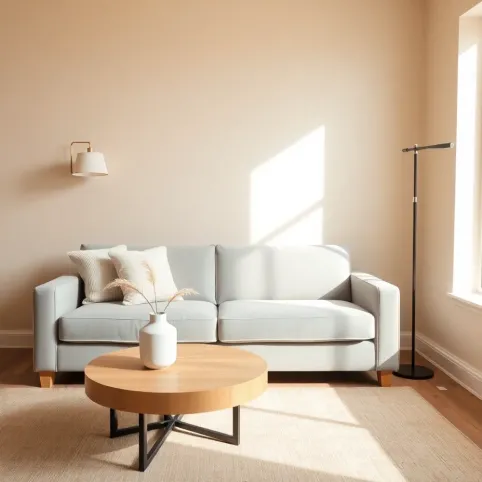 Beżowe ściany w salonie