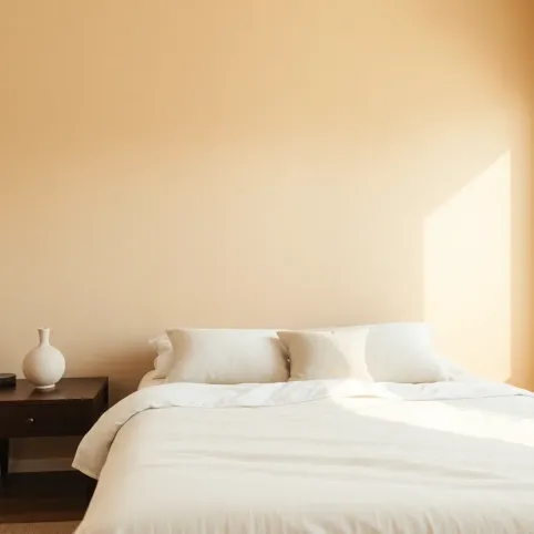 Beżowe ściany w sypialni