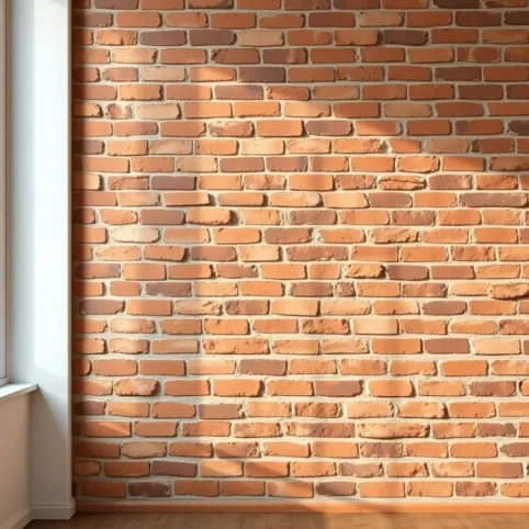 Cegła na ścianie w salonie