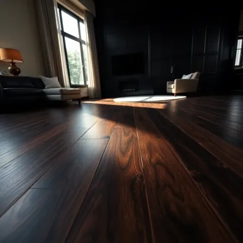 Ciemną podłoga w salonie