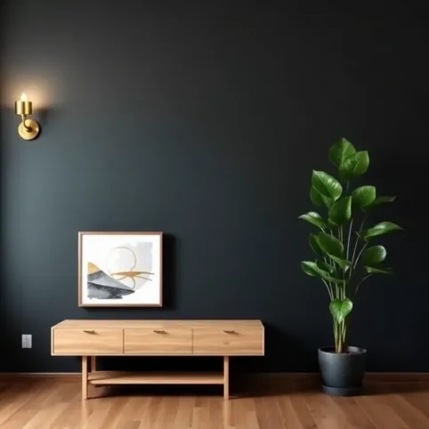 Ciemna ściana w salonie