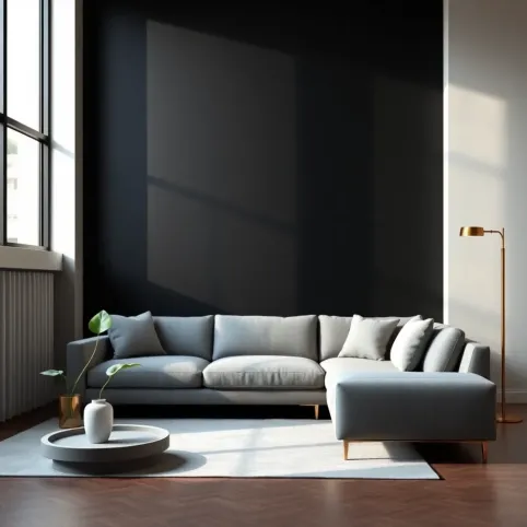 Czarna ściana w salonie