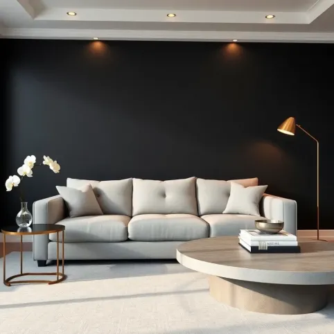 Czarna ściana w salonie aranżacje