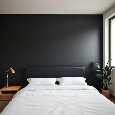 Czarną ściana w sypialni