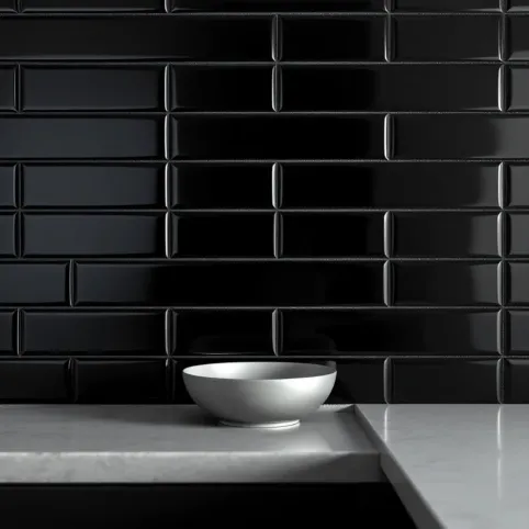 Czarne płytki ścienne do kuchni