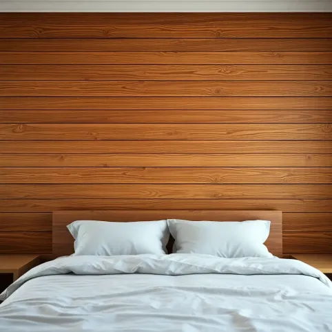 Drewnianą ściana w sypialni