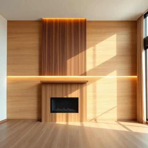 Drewno na ścianie w salonie aranżacje