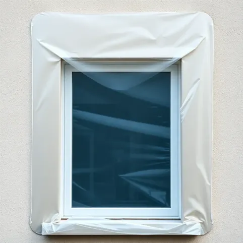 Folią do zabezpieczenia okien przed tynkowaniem