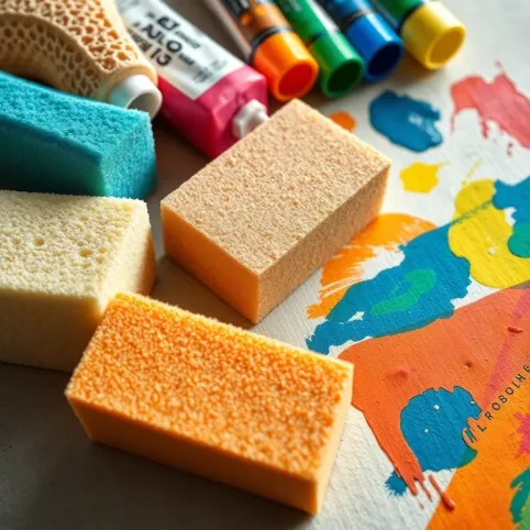 Gąbką do malowania farbami