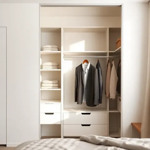 garderoba w sypialni za ścianką