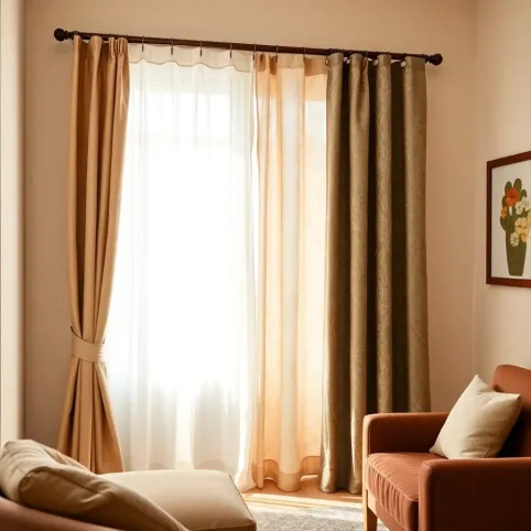 Jakie zasłony do beżowych ścian i brązowych mebli