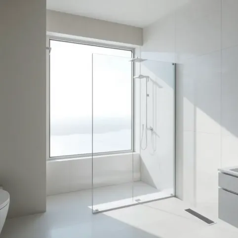 Kabina prysznicowa na ścianie z oknem