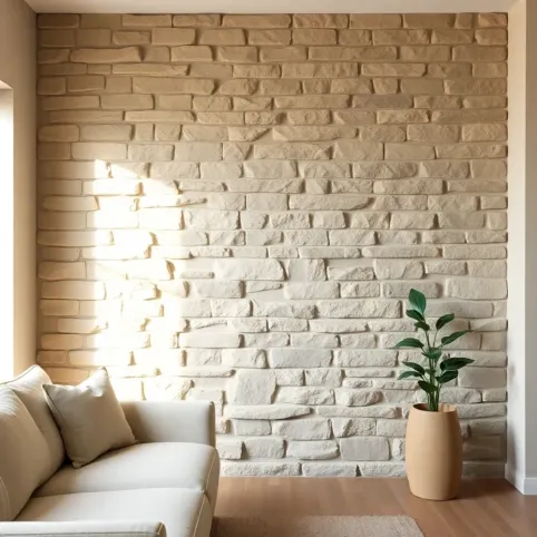 Kamień na ścianę w salonie