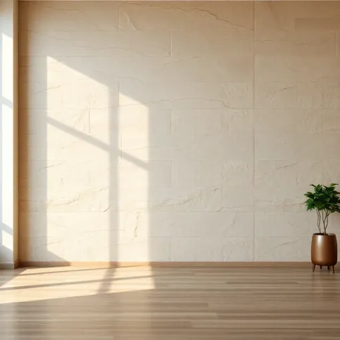 Kamień na ścianie w salonie