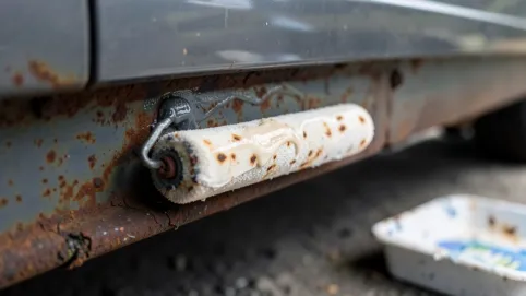 Malowanie auta wałkiem hammerite