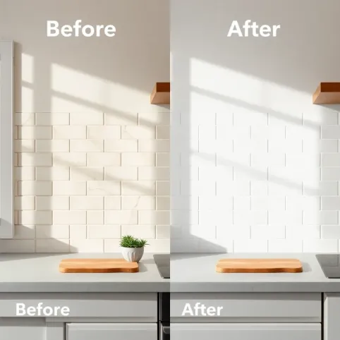 Malowanie płytek w kuchni przed i po