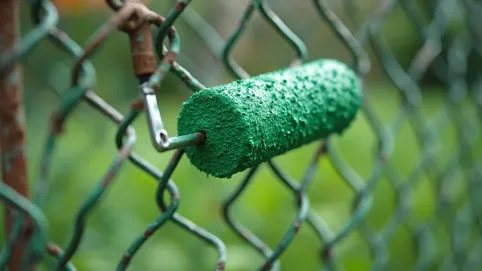 malowanie siatki ogrodzeniowej wałkiem