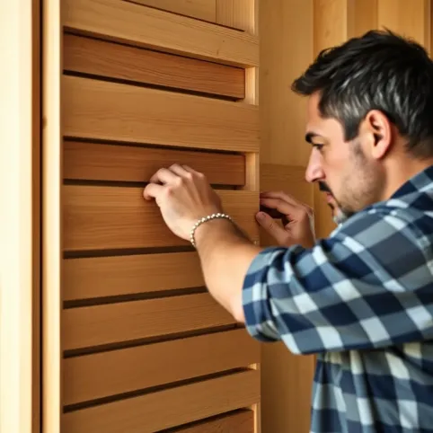 Montaż lameli drewnianych na ścianie