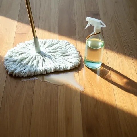 Mycie podłogi drewnianej wodą z octem