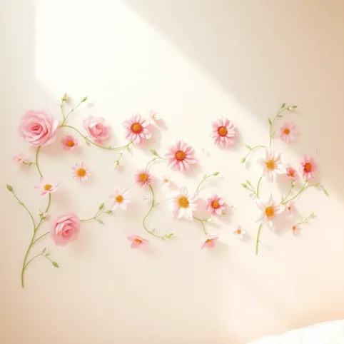 Naklejki na ścianę dla dziewczynki kwiaty