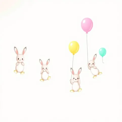 Naklejki na ścianę króliczki z balonami