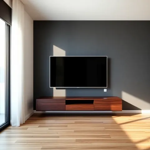 Nowoczesna ściana telewizyjna w salonie