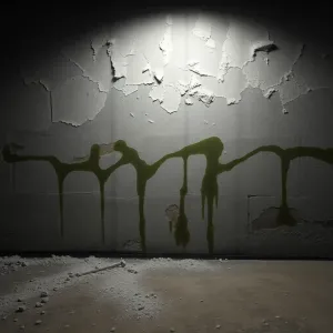 Odpadający tynk w piwnicy