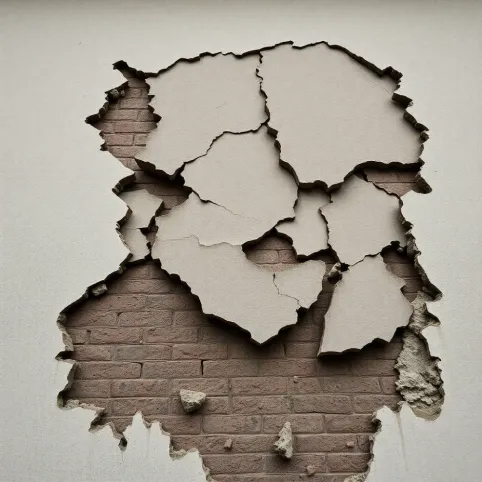 Odpadający tynk z elewacji