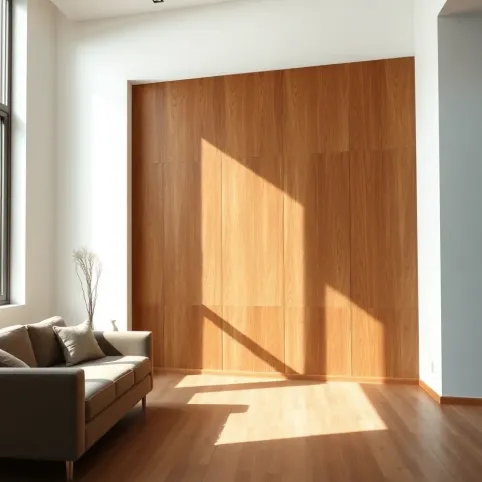 Panele podłogowe na ścianie w salonie