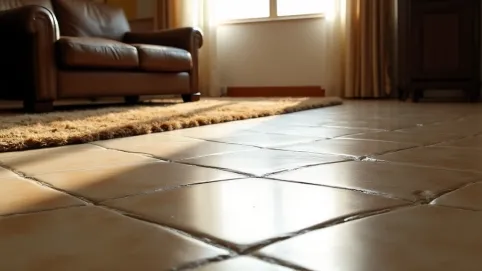 podłoga z kafli w salonie