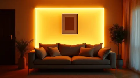 Podświetlana ściana w salonie