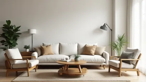 Pokój dzienny w mieszkaniu w stylu skandynawskim