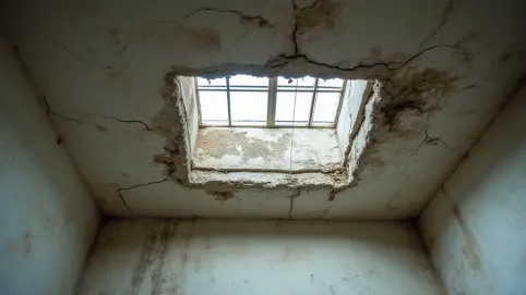 Popękany tynk na stropie teriva