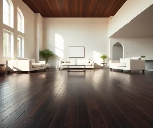 Salon z ciemną podłogą