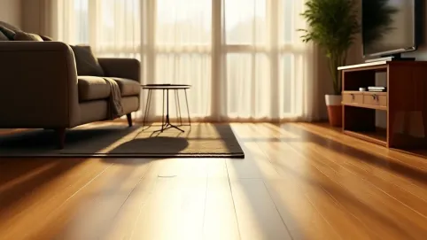 Salon z drewnianą podłogą