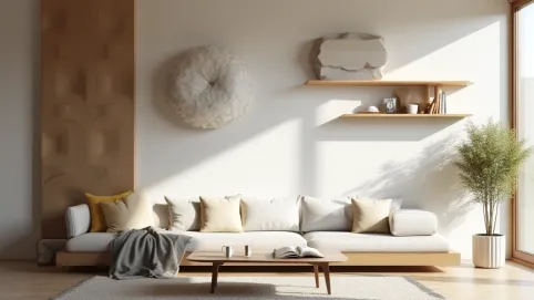 Ściana 3D w salonie aranżację