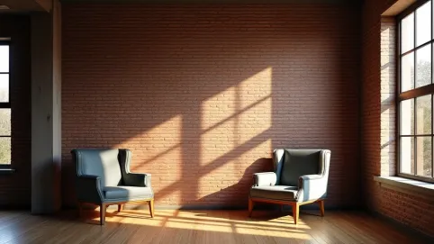 Ściana z cegły w salonie