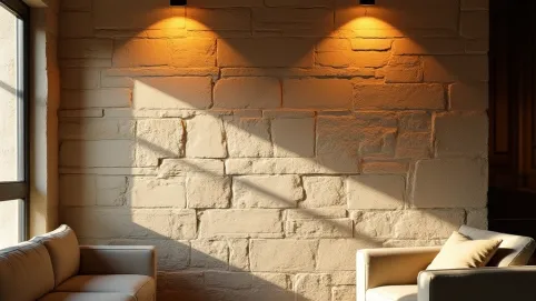 Ściana z kamienia dekoracyjnego w salonie