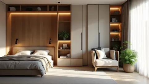 Ścianką sypialnia w salonie