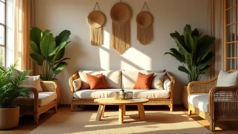 styl boho wnętrza salon