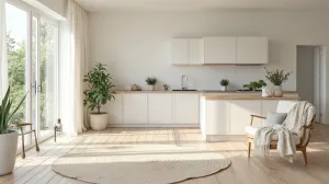 Styl skandynawski salon z kuchnią